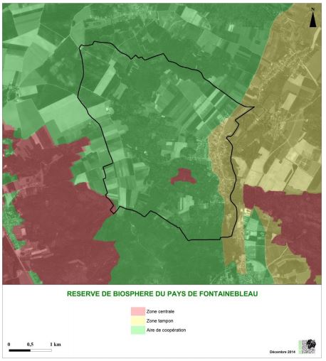 Espaces protégés Réserve de Biosphère Fontainebleau carte PLU V2017