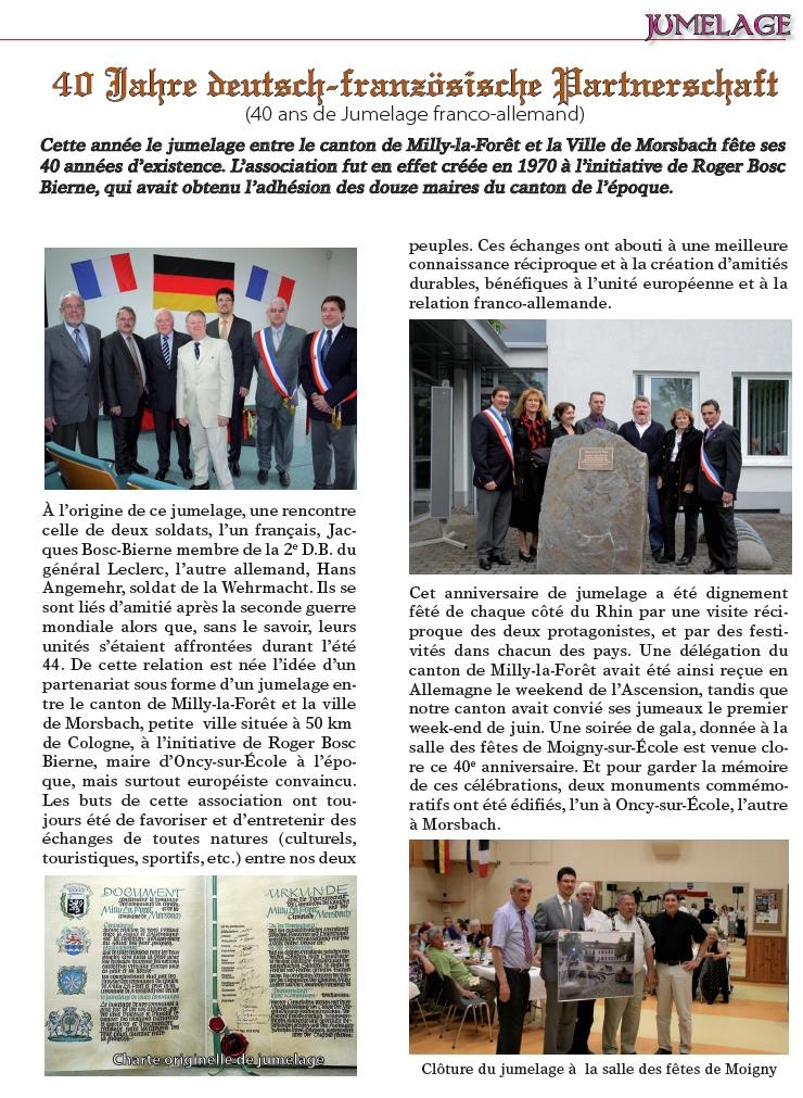 Jumelage Milly environs et Morsbach 40 ans